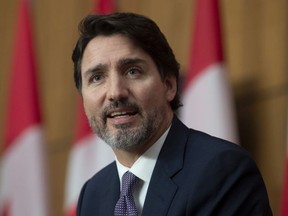 Prime Minister Justin Trudeau responds to a question during a news conference Friday October 23, 2020 in Ottawa.