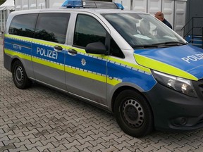 A police car is seen in Limburg, Germany, Sept. 25, 2020.