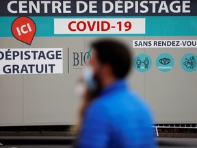 A view of a temporary testing site for the coronavirus disease (COVID-19) in Englos France, October 26, 2020.
