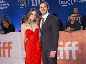 Actor Blake Jenner and wife Melissa Benoist arrive on the red carpet for the movie "The Edge of Seventeen" during the Toronto International Film Festival on Saturday, September 17, 2016.