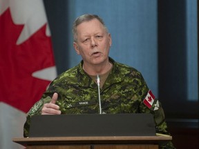 Chief of Defence Staff Jonathan Vance responds to a question during a ministerial news conference in Ottawa, Monday, March 30, 2020.