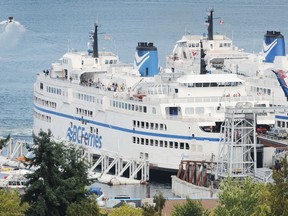 The Queen of Oak Bay sits idle in Horseshoe Bay in West Vancouver in this file photo.