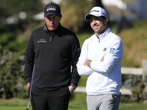 Canadian Nick Taylor (right) and and Phil Mickelson will be playing in the Master this coming week. Getty Images