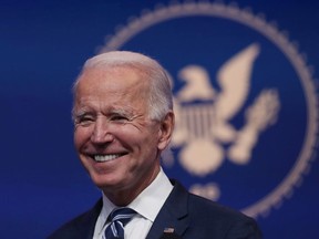 U.S. President-elect Joe Biden addresses the media about the Trump Administration's lawsuit to overturn the Affordable Care Act on November 10, 2020 at the Queen Theater in Wilmington, Delaware.