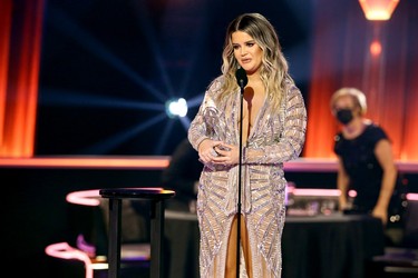 Maren Morris accepts an award onstage during the The 54th Annual CMA Awards at Nashville’s Music City Center on Wednesday, Nov. 11, 2020 in Nashville, Tennessee.