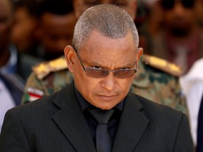 Debretsion Gebremichael, Tigray Regional President, attends the funeral ceremony of Ethiopia's Army Chief of Staff Seare Mekonnen in Mekele, Tigray Region, Ethiopia June 26, 2019.