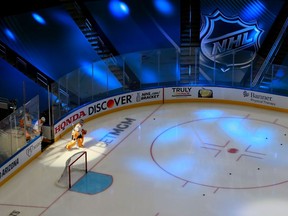 Juuse Saros #74 of the Nashville Predators takes the ice for warm-ups prior to the start of the game against the Arizona Coyotes in Game Four of the Western Conference Qualification Round prior to the 2020 NHL Stanley Cup Playoffs at Rogers Place on August 07, 2020 in Edmonton, Alberta.