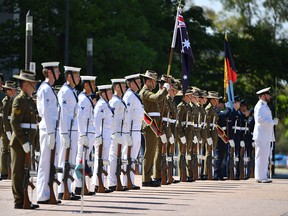 An honour guard is seen at Defence Headquarters in Canberra, Australia, November 19, 2020