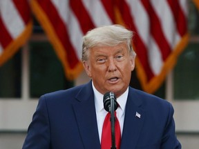 U.S. President Donald Trump speaks about Operation Warp Speed in the Rose Garden at the White House in Washington, D.C., Nov. 13, 2020.