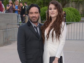 Johnny Galecki and Alaina Meyer pose for a photo in New York on May 16, 2019.