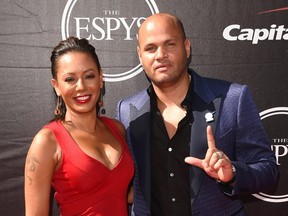 Actress Melanie Brown and then-husband Stephen Belafonte at The 2015 ESPYS at Microsoft Theater on July 15, 2015 in Los Angeles, Calif.
