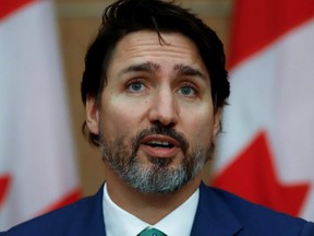 Prime Minister Justin Trudeau speaks at a news conference held to discuss the country's COVID-19 response in Ottawa, Nov. 6, 2020.