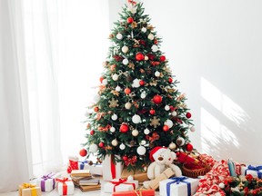 Christmas decor home Christmas tree with gifts for the new year 2021 2022
