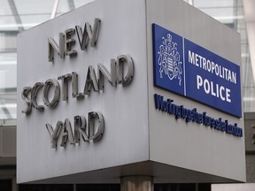 General view of the sign for the New Scotland Yard building in Victoria on January 27, 2011 in London.