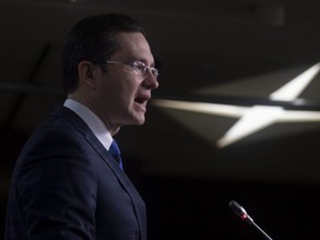 Conservative MP Pierre Poilievre speaks during a news conference in Ottawa, Nov. 16, 2020. Poilievre says building up the Canadian economy post-pandemic can't be achieved without a massive overhaul of the tax system and regulatory regime.