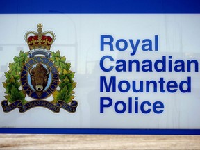 The Royal Canadian Mounted Police logo is seen in Edmonton.