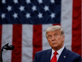 President Donald Trump delivers an address from the Rose Garden at the White House in Washington November 13, 2020.