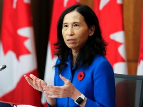 Chief Public Health Officer Dr. Theresa Tam speaks at a news conference held to discuss the country's COVID-19 response in Ottawa, Nov. 6, 2020.