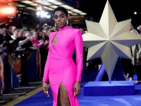 In this file photo taken on February 27, 2019 English actor Lashana Lynch poses upon arrival for the European gala premiere of the film "Captain Marvel" in London.