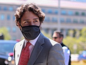 In this file photo Canadian Prime Minister Justin Trudeau arrives on Parliament Hill to attend a sitting of the Special Committee on the Covid-19 Pandemic in Ottawa, Canada.