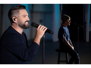 Singer Justin Bieber and duo Dan + Shay perform "10,000 Hours" from the Hollywood Bowl at the 54th annual Country Music Association Awards in Los Angeles, Calif., Nov. 11, 2020.