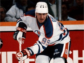 Edmonton Oilers captain Wayne Gretzky skates up the ice during a game in Edmonton on March 1988.