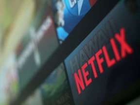 The Netflix logo is pictured on a television in this illustration photograph taken in Encinitas, California, U.S., January 18, 2017.