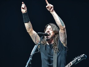 The Foo Fighters with frontman Dave Grohl performing in concert at Rogers Place in Edmonton, October 22, 2018.