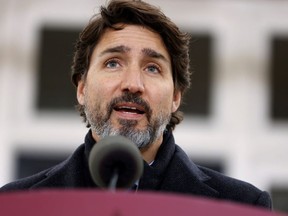 Canada's Prime Minister Justin Trudeau attends a news conference at Rideau Cottage, as efforts continue to help slow the spread of the coronavirus disease (COVID-19), in Ottawa, Ontario, Canada November 20, 2020.