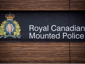 The RCMP logo is seen outside Royal Canadian Mounted Police "E" Division Headquarters, in Surrey, B.C., Friday, April 13, 2018.