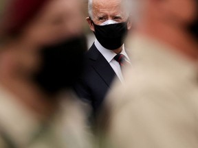 U.S. President-elect Joe Biden participates in a Veterans Day observance at the Philadelphia Korean War Memorial at Penn's Landing in Philadelphia, Pennsylvania, U.S. November 11, 2020.