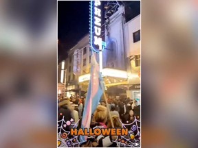 A video shared on Twitter shows  massive crowds gathering along Granville Street on Halloween.