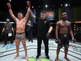 LAS VEGAS, NEVADA - DECEMBER 19: In this handout image provided by UFC, Stephen Thompson reacts after his victory over Geoff Neal in a welterweight fight during the UFC Fight Night event at UFC APEX on December 19, 2020 in Las Vegas, Nevada.