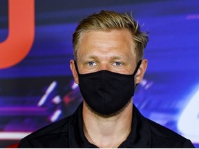 Kevin Magnussen of Denmark and Haas F1 talks in the Drivers Press Conference during previews ahead of the F1 Grand Prix of Abu Dhabi at Yas Marina Circuit on December 10, 2020 in Abu Dhabi, United Arab Emirates.