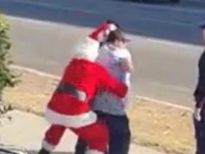 An undercover cop dressed as Santa Claus takes down a shoplifter.