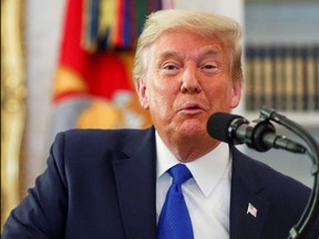 U.S. President Donald Trump speaks in the Oval Office at the White House in Washington, U.S., Dec. 7, 2020.