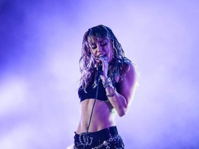 US singer Miley Cyrus performs on stage during a concert at the Sunny Hill Festival in Pristina on August 2, 2019.