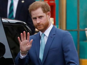 In this file photo taken on March 09, 2020 Britain's Prince Harry, Duke of Sussex leaves after attending the annual Commonwealth Service at Westminster Abbey in London on March 09, 2020.