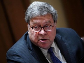 U.S. Attorney General William Barr speaks during a discussion with state attorneys general on protection from social media abuses in the Cabinet Room of the White House in Washington, D.C., Sept. 23, 2020.
