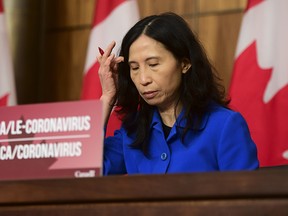 Chief Public Health Officer Dr. Theresa holds a press conference during the COVID-19 pandemic in Ottawa on Friday, Dec. 18, 2020.