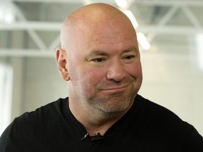 UFC President Dana White speaks to the media after touring the Aurora Sky facility in Edmonton, July 26, 2019.