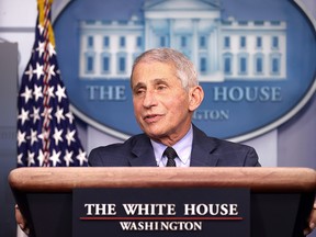 Dr. Anthony Fauci speaks during a White House Coronavirus Task Force press briefing at the White House on November 19, 2020 in Washington.