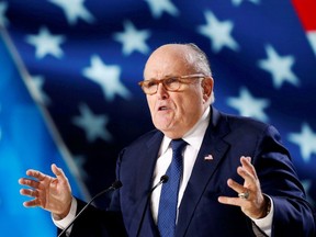 Rudy Giuliani, former Mayor of New York City, delivers his speech as he attends the National Council of Resistance of Iran (NCRI), meeting in Villepinte, near Paris, France, June 30, 2018.