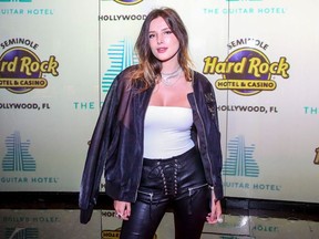 US actress Bella Thorne attends the Grand Opening of the Guitar Hotel expansion at Seminole Hard Rock Hotel & Casino Hollywood, in Hollywood, Florida, October 24, 2019.