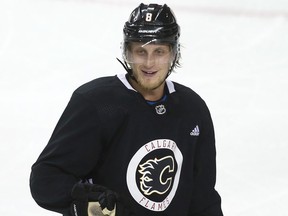 Juuso Valimaki skates during Calgary Flames training camp at the Saddledome in this photo from July 16. File photo by Jim Wells/Postmedia.