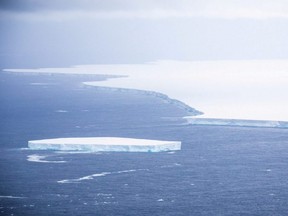 A view of the A-68A iceberg from a Royal Air Force reconnaissance plane near South George island, Nov. 18, 2020.