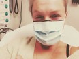Pink shared this image of herself taken from the hospital after she said she fractured her ankle.