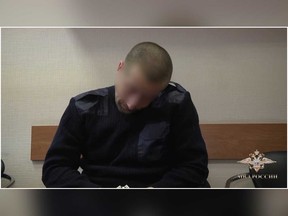 The alleged serial killer Radik Tagirov in Volga, Russia, is pictured in a screengrab of a police video.