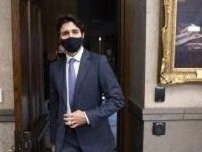 Prime Minister Justin Trudeau leaves the House of Commons on Parliament Hill in Ottawa, on Nov. 30, 2020.