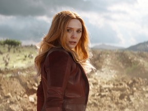 Scarlet Witch/Wanda Maximoff (Elizabeth Olsen) in a scene from Avengers: Infinity War.